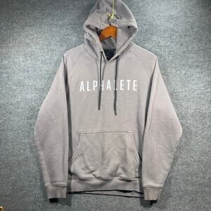 Alphalete Athletics Hoodie Men's Large Gray Embossed Logo Activewear Outdoors